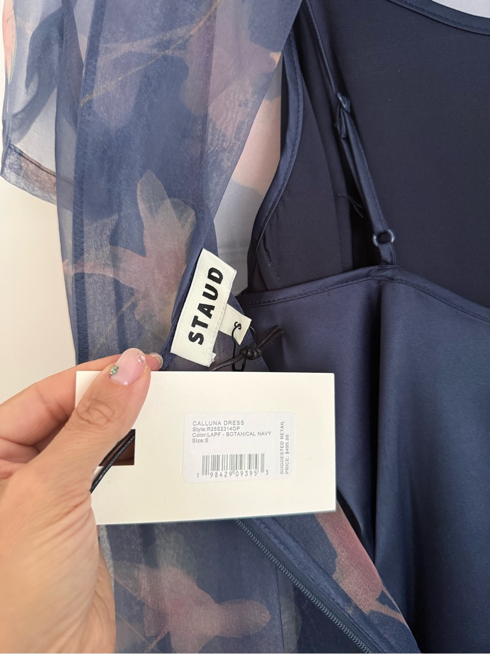 STAUD Calluna Maxi Dress Detachable Slip Botanical Navy Blue NEW with tags - Picture 6 of 11
